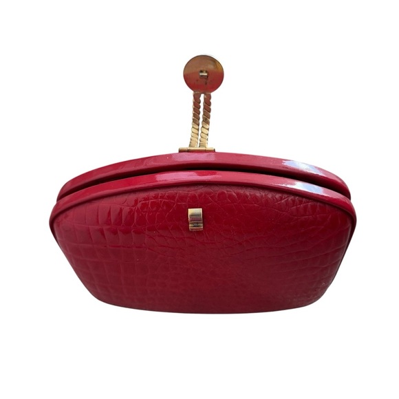 Red Faux Croc Clutch with Shoulder Strap Purse Vintage Y2K - Picture 4 of 11